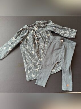 Noppies Slate Green Floral & Animal Dress with Matching Leggings